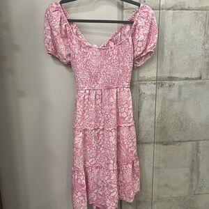 Size L paisley pink and white dress from Abercrombie.